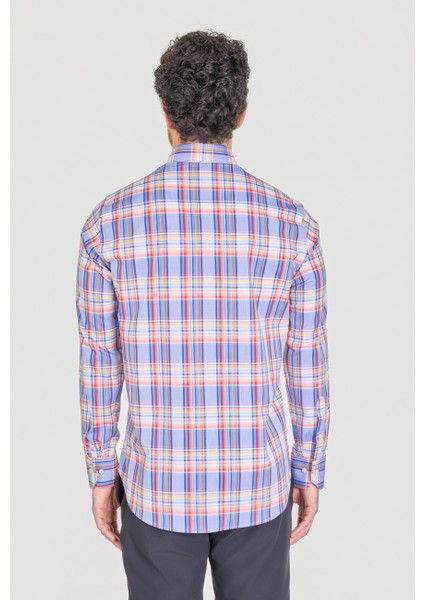 Regular Fit Paşa Yaka Cepsiz Mavi Pamuk Erkek Gömlek GMCZG250015_D35 modelleri