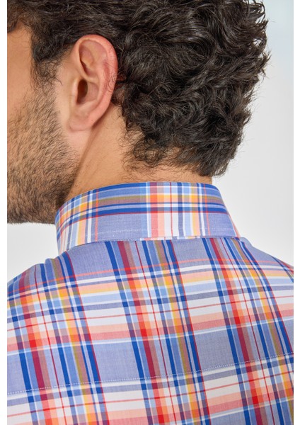 Regular Fit Paşa Yaka Cepsiz Mavi Pamuk Erkek Gömlek GMCZG250015_D35 fırsatları