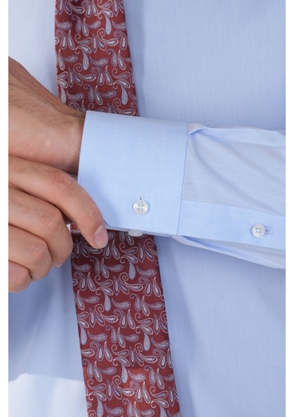 Mavi Uzun Kol Klasik Yaka Cepsiz Basic Erkek Gömlek GMKLS250007_D35 fırsatları