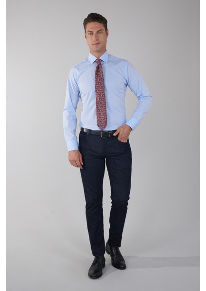 Mavi Uzun Kol Klasik Yaka Cepsiz Basic Erkek Gömlek GMKLS250007_D35 indirimleri