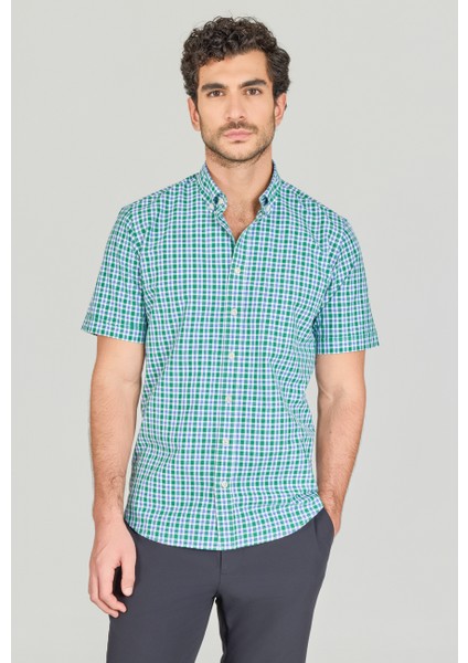 Regular Fit Paşa Yaka Pamuk Yeşil Erkek Gömlek GMCZG250115_D47 fiyatları