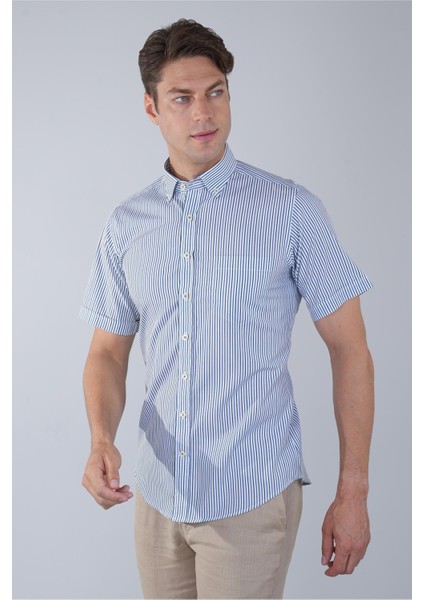 Kısa Kol Paşa Yaka Tek Cep Pamuk Yeşil Erkek Gömlek GMCZG250121_47