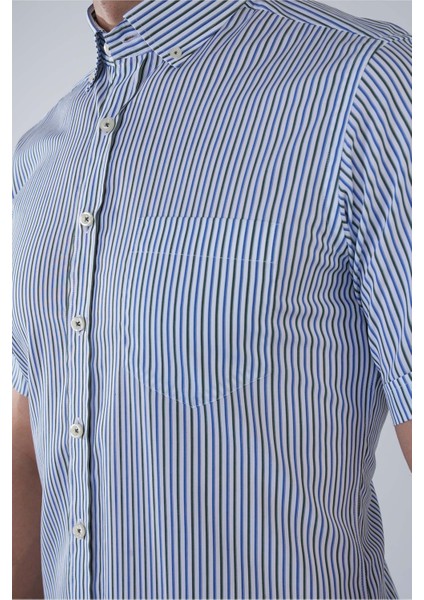 Kısa Kol Paşa Yaka Tek Cep Pamuk Yeşil Erkek Gömlek GMCZG250121_47 fırsatları