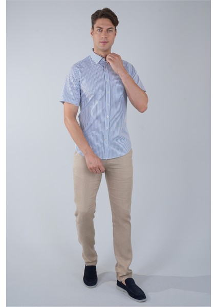 Kısa Kol Paşa Yaka Tek Cep Pamuk Yeşil Erkek Gömlek GMCZG250121_47 indirimleri