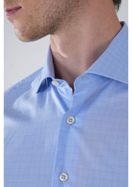 Regular Fit Uzun Kollu Pamuk Açık Mavi Erkek Gömlek GMEKS250010_33 fırsatları