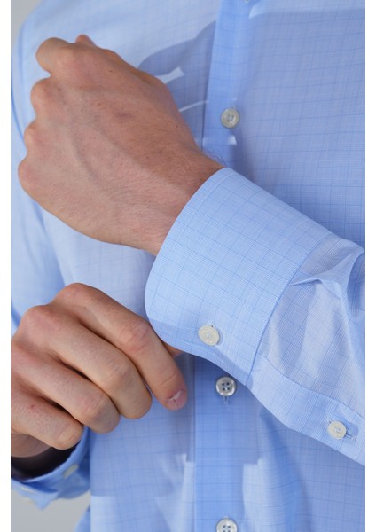 Regular Fit Uzun Kollu Pamuk Açık Mavi Erkek Gömlek GMEKS250010_33 indirimleri