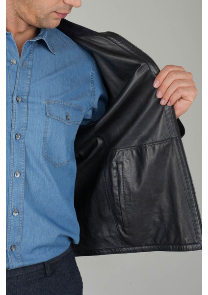 Erkek Lacivert Gerçek Deri Mont DM25Y25002_D39 fırsatları