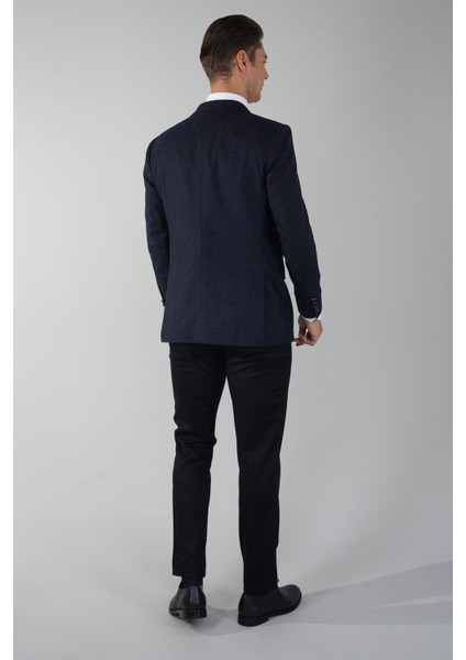 Comfort Fit Lacivert Mono Yaka Çift Yırtmaçlı 6 Drop Erkek İpek Yün Ceket PCK24K24207_D39 fiyatları