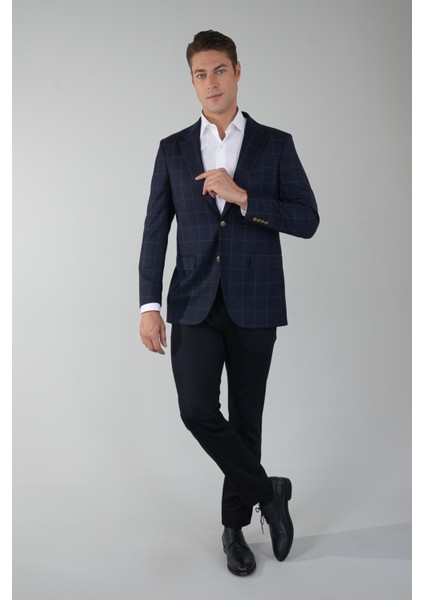 Comfort Fit Lacivert Mono Yaka Çift Yırtmaçlı 6 Drop Yün Kaşmir Erkek Ceket PCK24K24208_D39 modelleri