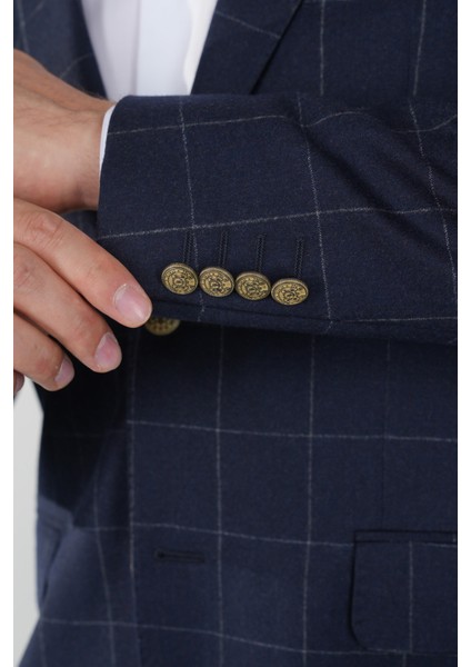 Comfort Fit Lacivert Mono Yaka Çift Yırtmaçlı 6 Drop Yün Kaşmir Erkek Ceket PCK24K24208_D39 fırsatları