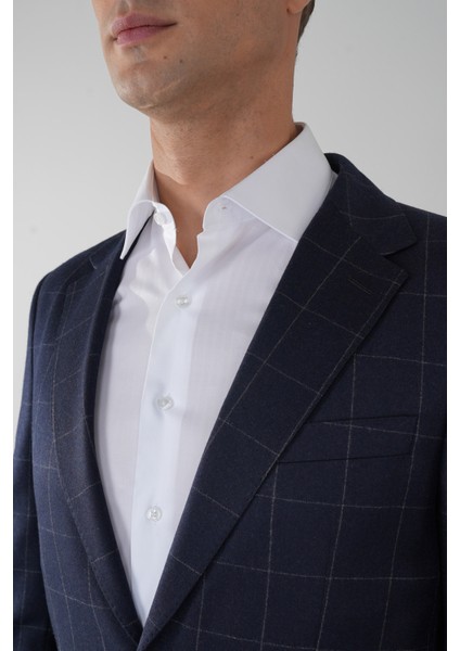 Comfort Fit Lacivert Mono Yaka Çift Yırtmaçlı 6 Drop Yün Kaşmir Erkek Ceket PCK24K24208_D39 indirimleri