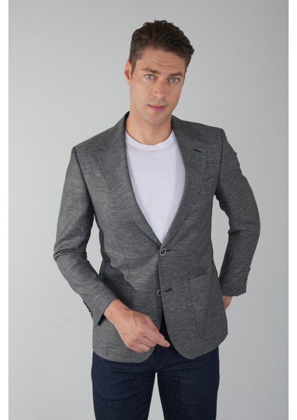 Erkek Platinum Regular Fit Torba Cep Yün Ceket Siyahh PCK25Y25008_D99