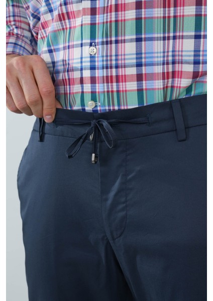 Erkek Lacivert Pamuklu Comfort Lastikli Bağcıklı Spor Pantolon PNS25Y25102_D39 fırsatları