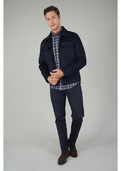 Erkek Kısa Kaşe Mont Lacivert MNT24K24005_D39 indirimleri