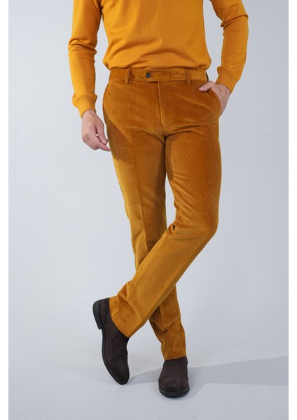 Hardal Kadife Pamuk Modal Likralı Esnek Rahat 4 Cepli Erkek Pantolon PNS24K24008_D19