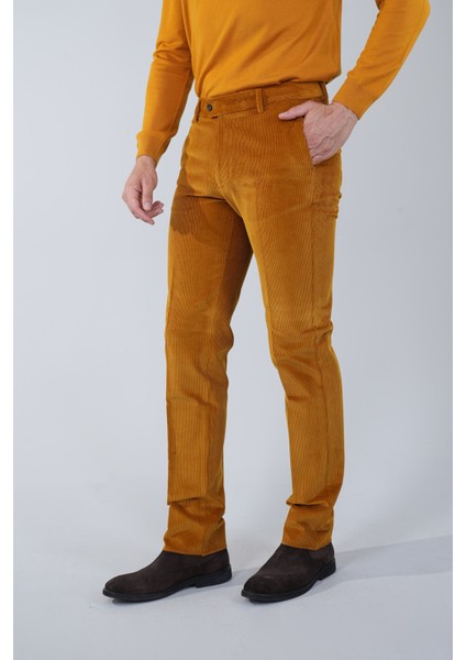 Hardal Kadife Pamuk Modal Likralı Esnek Rahat 4 Cepli Erkek Pantolon PNS24K24008_D19 modelleri