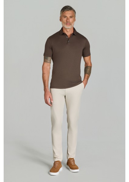 Polo Yaka Kahve Doğal Pamuk Erkek Tshirt TS25Y25103_D11