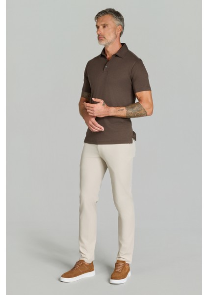 Polo Yaka Kahve Doğal Pamuk Erkek Tshirt TS25Y25103_D11 modelleri