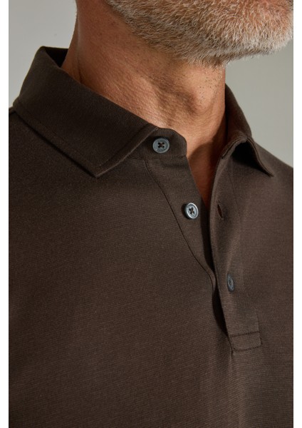 Polo Yaka Kahve Doğal Pamuk Erkek Tshirt TS25Y25103_D11 indirimleri