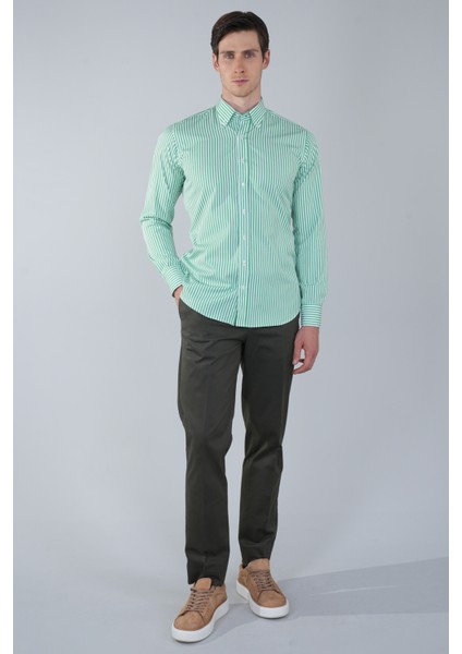 Regular Fit Cepsiz Yeşil Pamuk Erkek Gömlek GMCZG250038_D47 indirimleri
