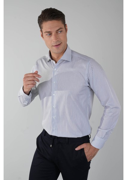 Regular Fit Uzun Kollu İtalyan Yaka Pamuk Yeşil Erkek Gömlek GMCZG250126_47