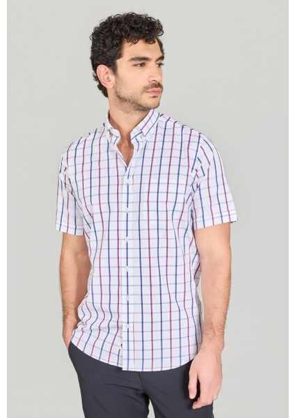 Regular Fit Paşa Yaka Kırmızı Pamuk Erkek Gömlek GMEKS250004_D24 modelleri