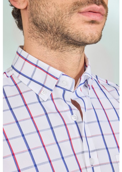 Regular Fit Paşa Yaka Kırmızı Pamuk Erkek Gömlek GMEKS250004_D24 fırsatları