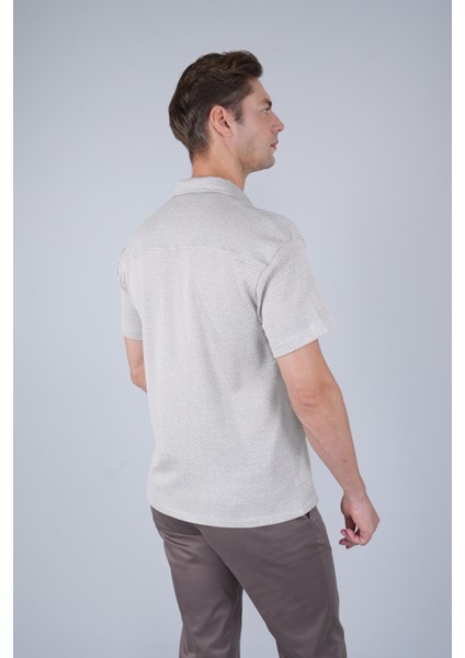 Regular Fit Kısa Kollu Örme Cepsiz Ekru Erkek Gömlek GMORM250003_D03 fiyatları