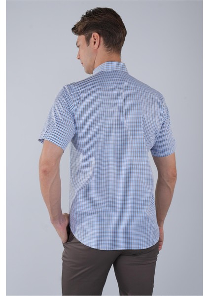 Regular Fit Paşa Yaka Kısa Kol Pamuk Kahve Erkek Gömlek GMEKS250007_D11 fiyatları