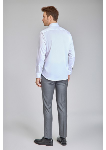 Beyaz Saten Uzun Kol Klasik Erkek Gömlek GMKLS250016_D01 indirimleri