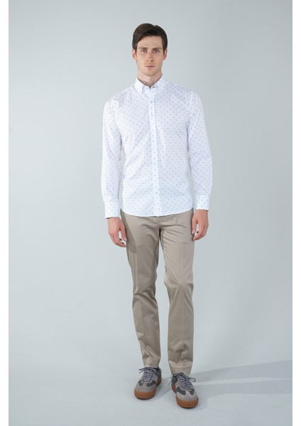 Erkek Beyaz Regular Fit Paşa Yaka Gömlek GMARS250005_D01 indirimleri