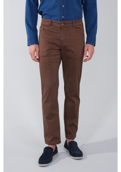 Erkek Kahve Chino Pamuklu 5 Cepli Spor Pantolon PNS25Y25103_D11