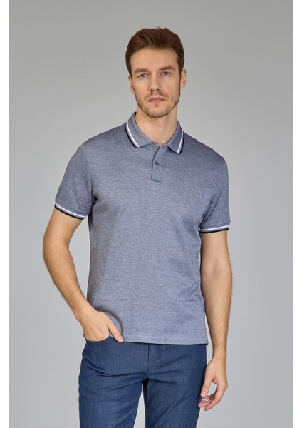 Supima Gömlek Yaka Cool Touch Lacivert Erkek T-Shirt TS25Y25122_D39