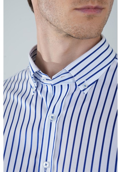 Regular Fit Uzun Kollu Lacivert Pamuk Erkek Gömlek GMCZG250117_D39 modelleri