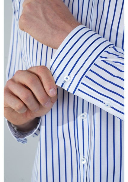 Regular Fit Uzun Kollu Lacivert Pamuk Erkek Gömlek GMCZG250117_D39 fırsatları