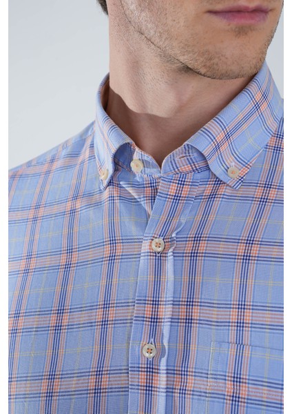 Uzun Kol Paşa Yaka Tek Cep Turuncu Pamuk Erkek Gömlek GMCZG250004_D64 modelleri