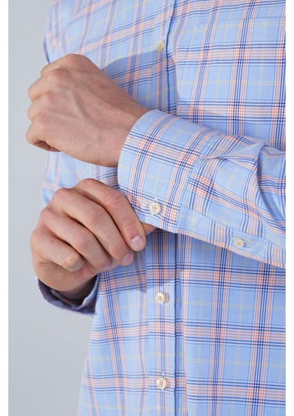 Uzun Kol Paşa Yaka Tek Cep Turuncu Pamuk Erkek Gömlek GMCZG250004_D64 fırsatları