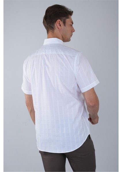 Regular Fit Paşa Yaka Pamuk Beyaz Erkek Gömlek GMEKS250002_D01 fiyatları