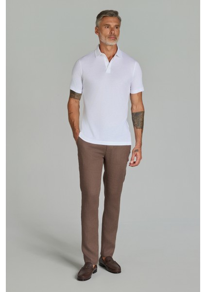 Polo Yaka Beyaz Doğal Pamuk Erkek Tshirt TS25Y25103_D01