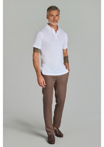 Polo Yaka Beyaz Doğal Pamuk Erkek Tshirt TS25Y25103_D01 fiyatları