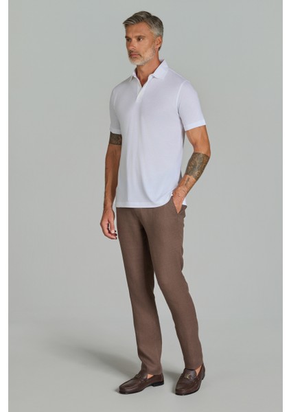 Polo Yaka Beyaz Doğal Pamuk Erkek Tshirt TS25Y25103_D01 fırsatları
