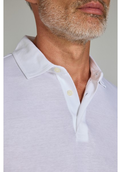 Polo Yaka Beyaz Doğal Pamuk Erkek Tshirt TS25Y25103_D01 indirimleri