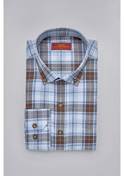 Regular Fit Paşa Yaka Desenli Pamuk Erkek Gömlek GMEKS4KPS242071_E11 modelleri