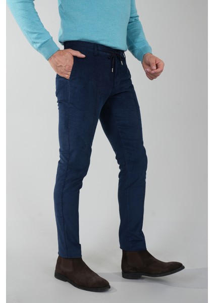 Lacivert Kadife Pamuklu Likralı Esnek Rahat Jagger Erkek Pantolon PNS24K24009_D39