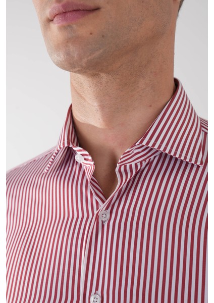 Regular Fit Cepsiz İtalyan Yaka Kırmızı Pamuk Erkek Gömlek GMCZG4KBI242060_C24 modelleri