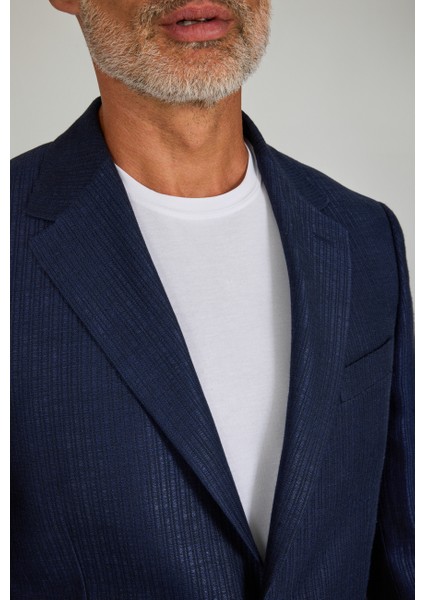 Erkek Regular Fit Pamuk Keten Ceket Lacivert PCK25Y25001_D39 fırsatları