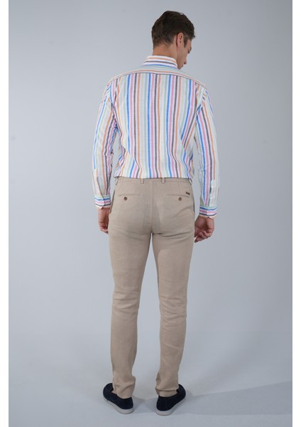 Erkek Camel Lastikli Bağcıklı Spor Keten Pantolon PNS25Y25106_D70 fiyatları
