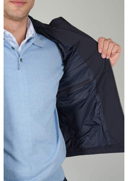 Deri Detaylı Regular Fit Erkek Lacivert Mont MNT24K24002_D39 modelleri