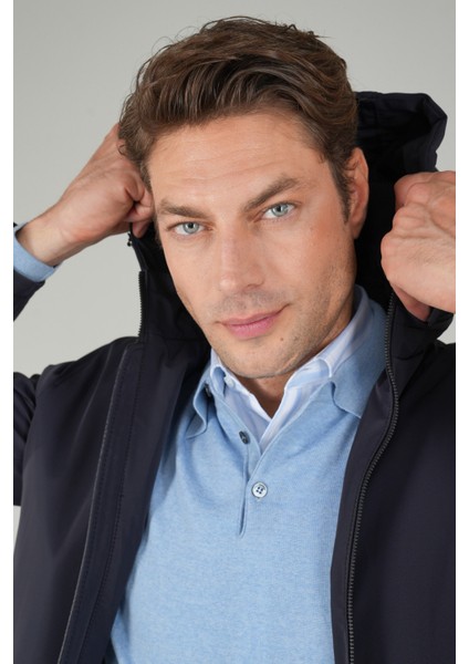 Deri Detaylı Regular Fit Erkek Lacivert Mont MNT24K24002_D39 fırsatları