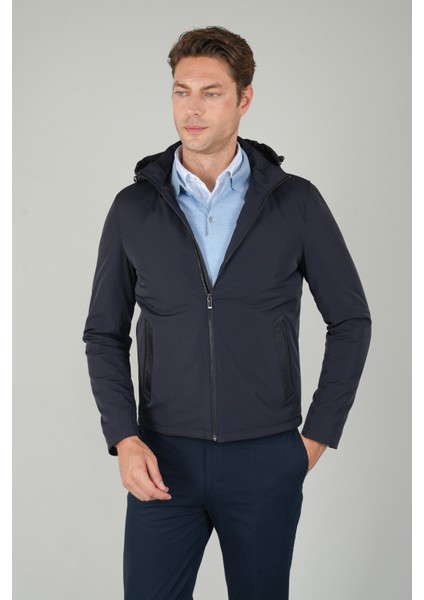 Deri Detaylı Regular Fit Erkek Lacivert Mont MNT24K24002_D39 indirimleri